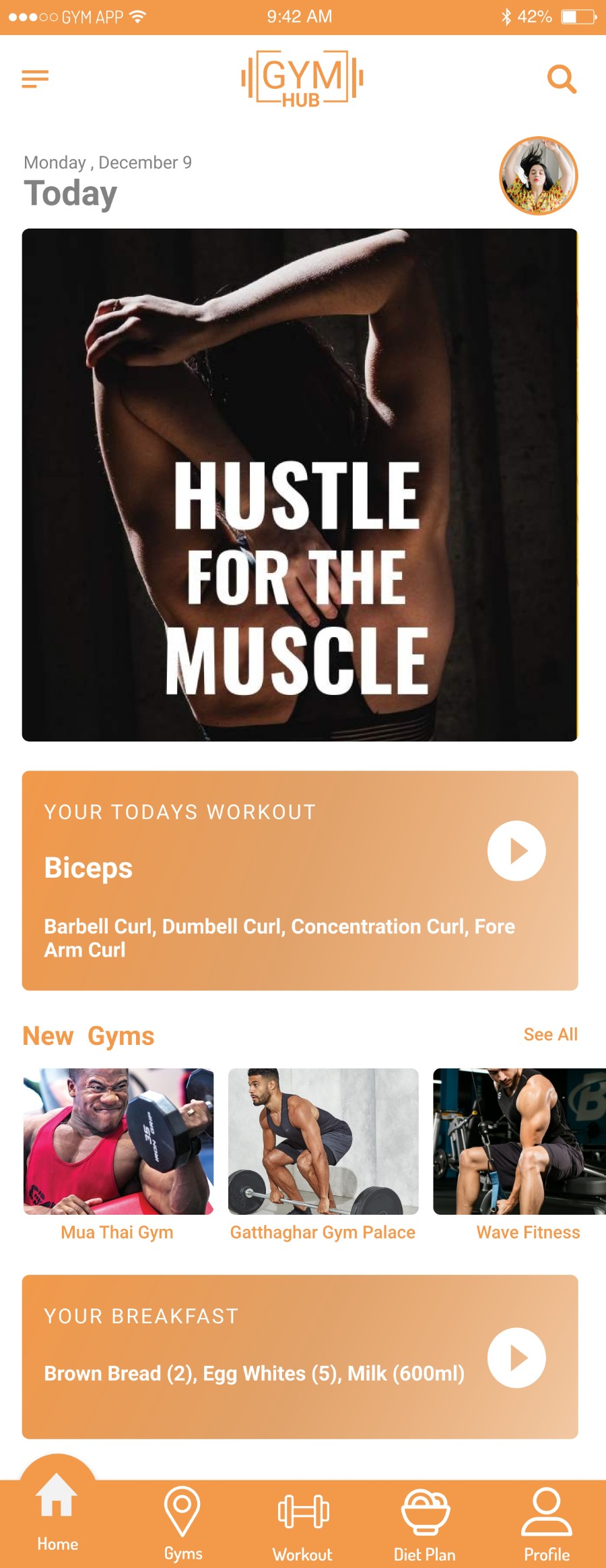 GYMHUB home dashboard
