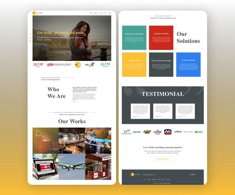 SOLUTIONS AND TESTIMONIALS SECTIONS