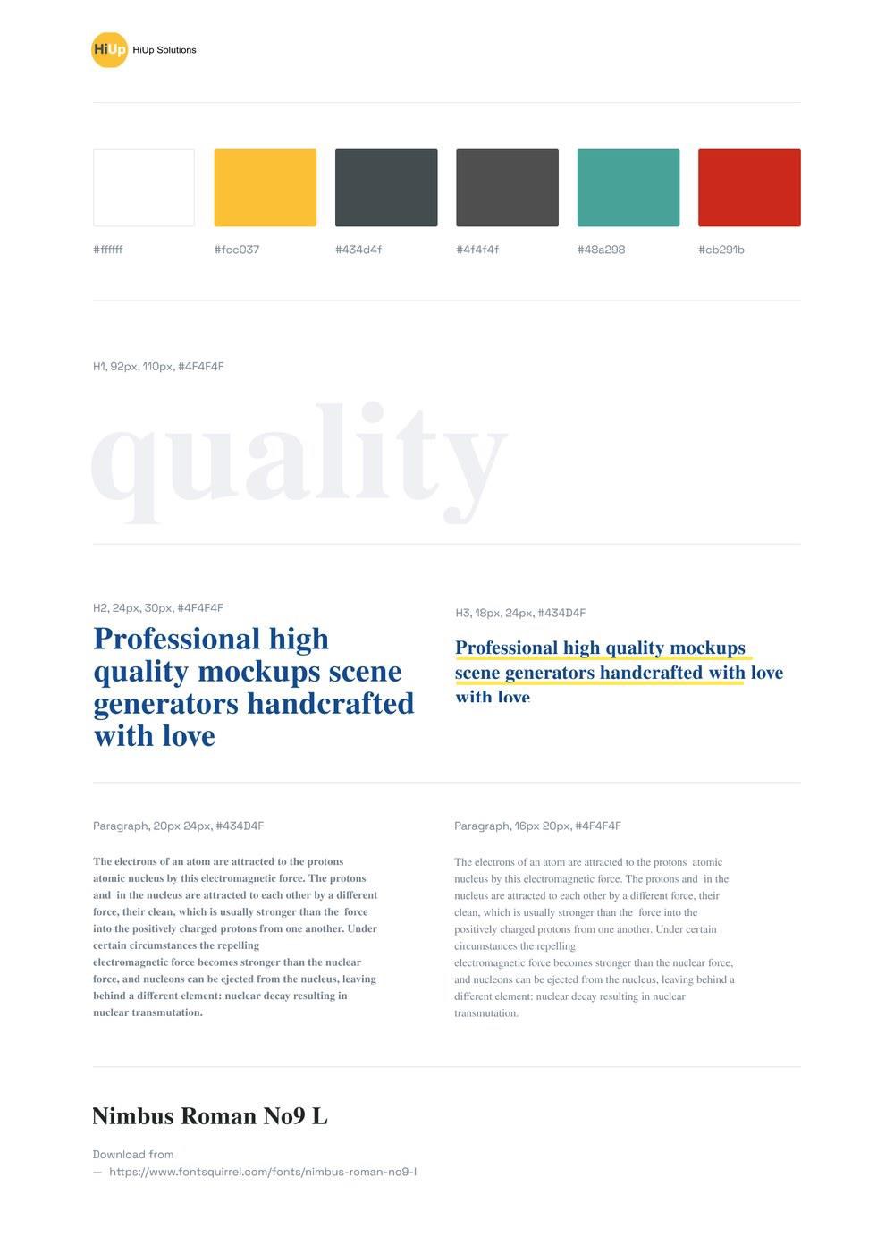 COLOUR PALETTE AND TYPE SCALE FROM THE STYLE GUIDE